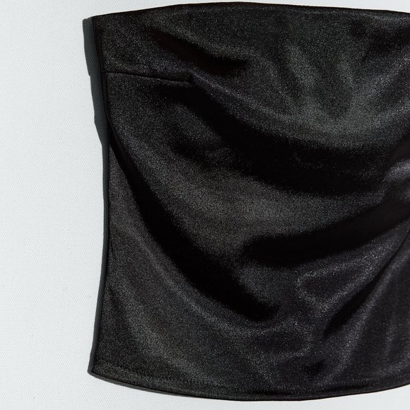 NWT - Zara Black Satin Bandeau Top - Picture 5 of 7